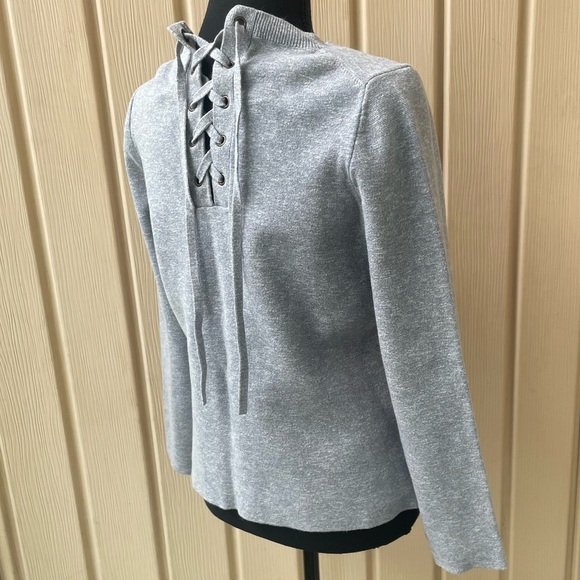 MADEWELL • Grey Laced-Back Pullover Sweater - Picture 10 of 16